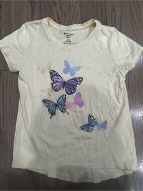 Member’s Mark Girls Yellow Pastel Shirt with Butterflies Size 7/8